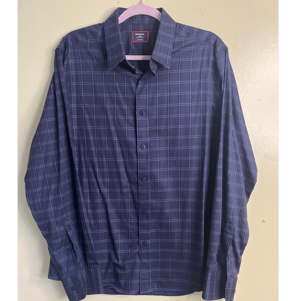 UnTuckIT Altesse Slim Fit Wrinkle Free Long Sleeve button down shirt, size large
